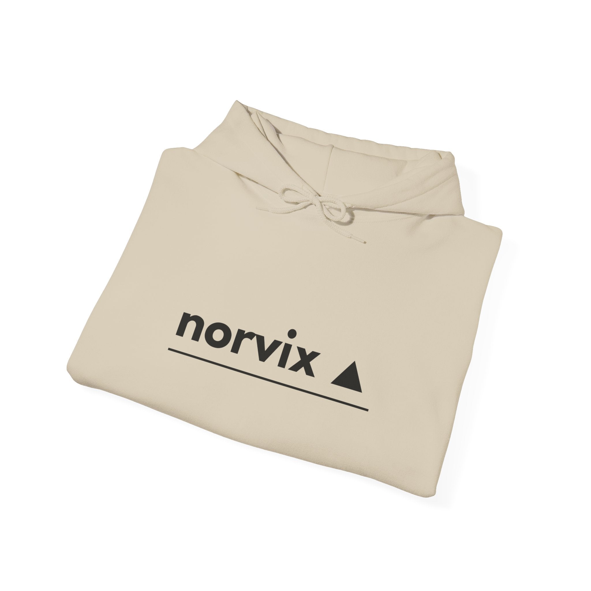 Adventure Logo Hoodie — "norvix" Minimal Mountain Graphic