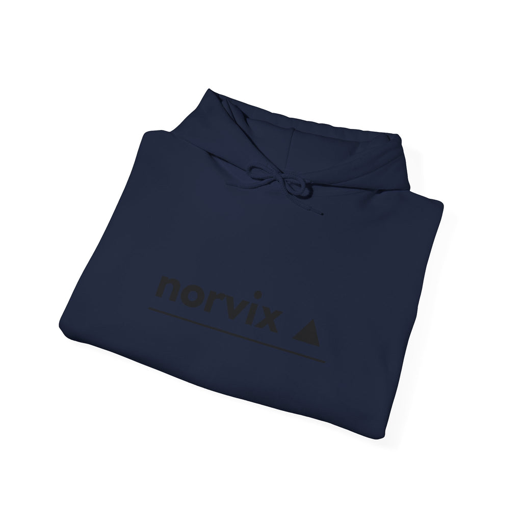 Adventure Logo Hoodie — "norvix" Minimal Mountain Graphic