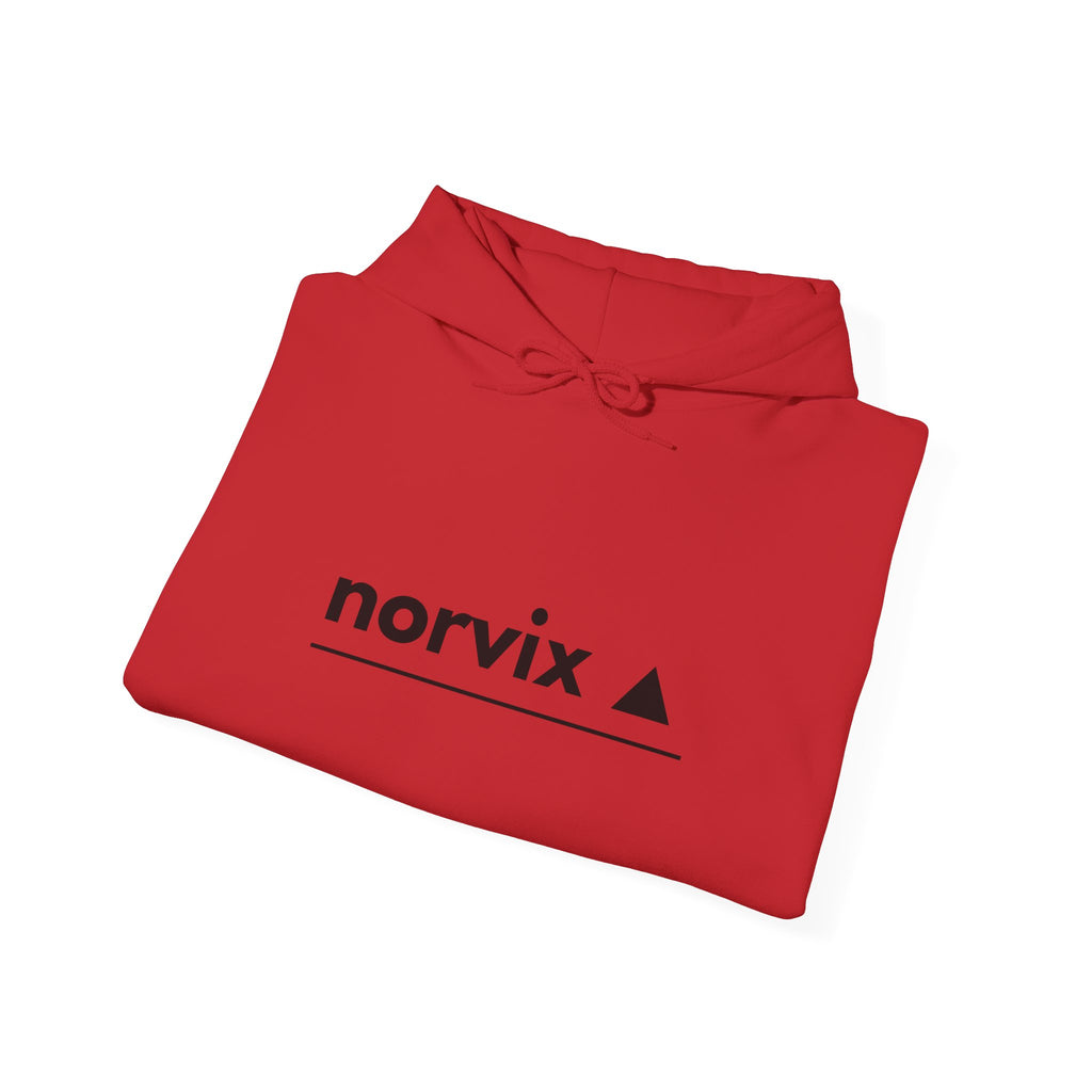 Adventure Logo Hoodie — "norvix" Minimal Mountain Graphic