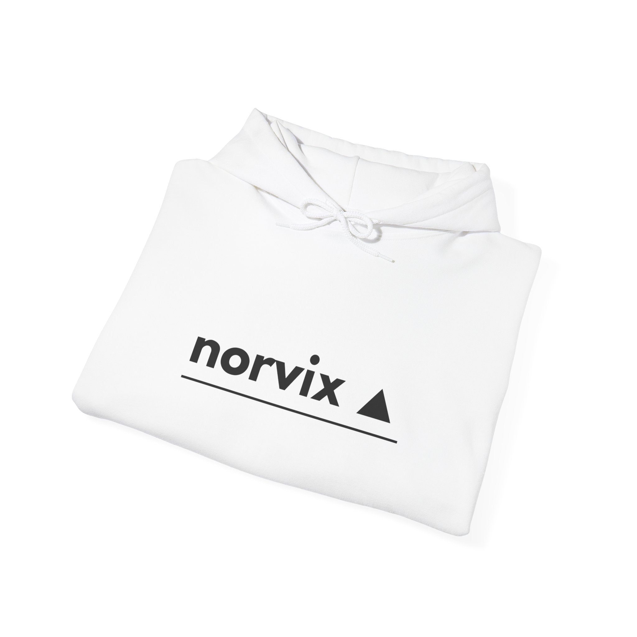 Adventure Logo Hoodie — "norvix" Minimal Mountain Graphic