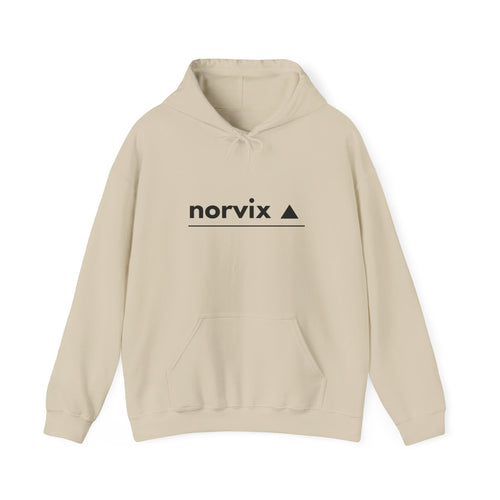 Adventure Logo Hoodie — "norvix" Minimal Mountain Graphic