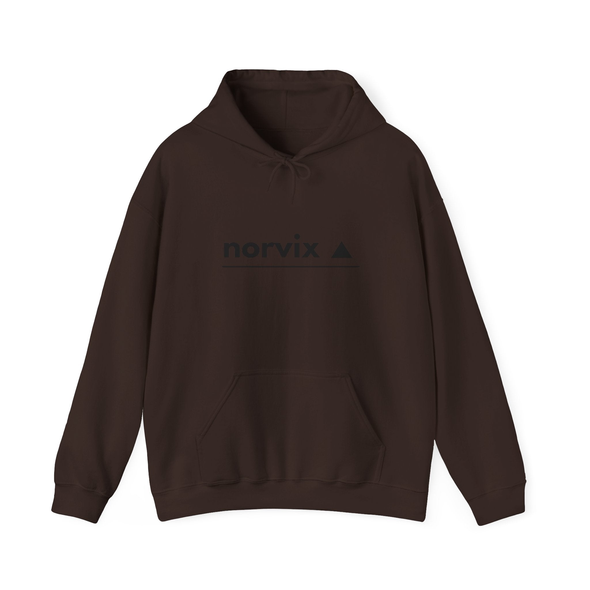Adventure Logo Hoodie — "norvix" Minimal Mountain Graphic