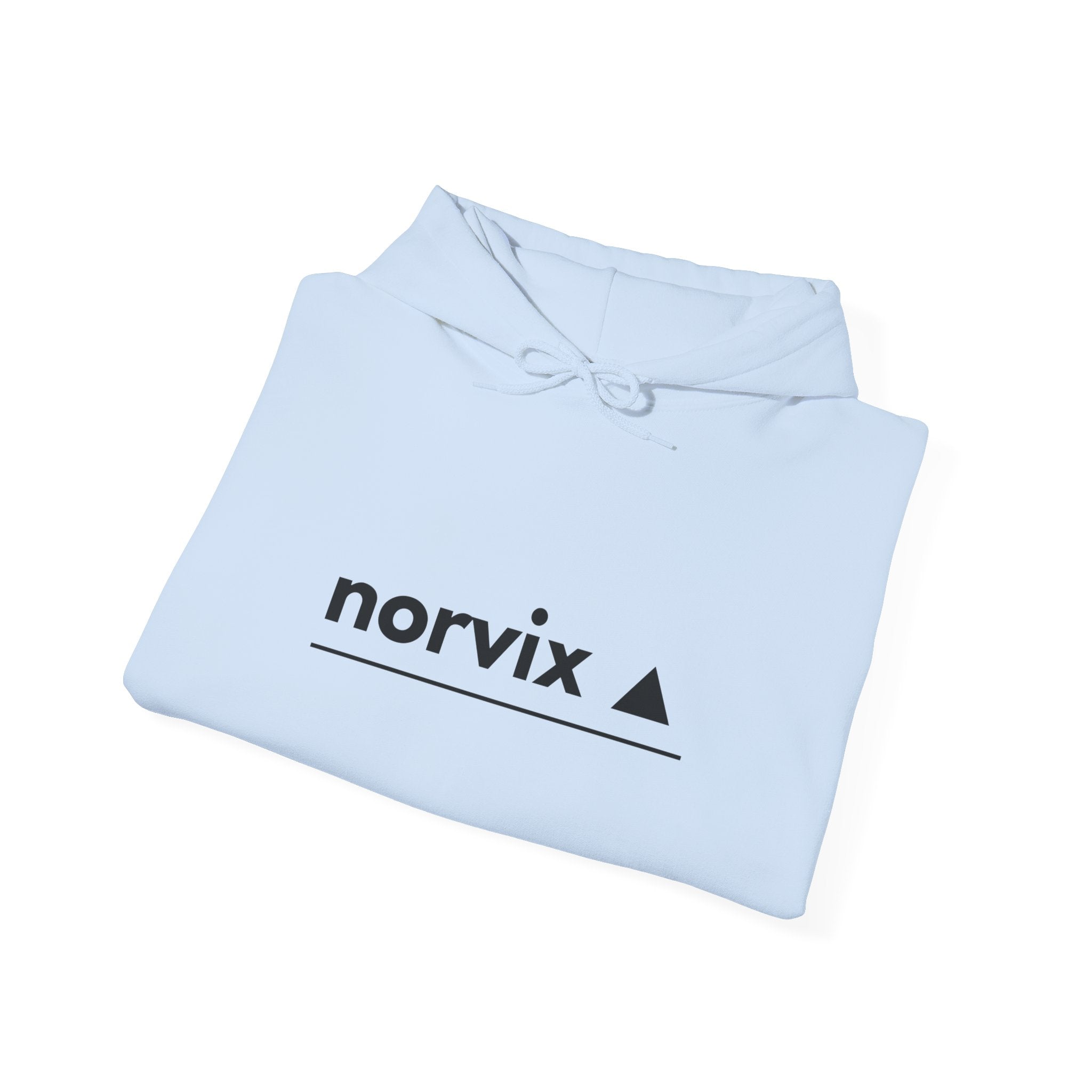 Adventure Logo Hoodie — "norvix" Minimal Mountain Graphic