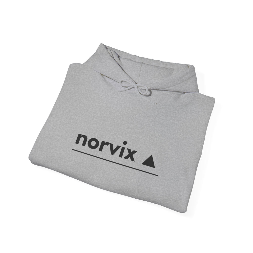 Adventure Logo Hoodie — "norvix" Minimal Mountain Graphic