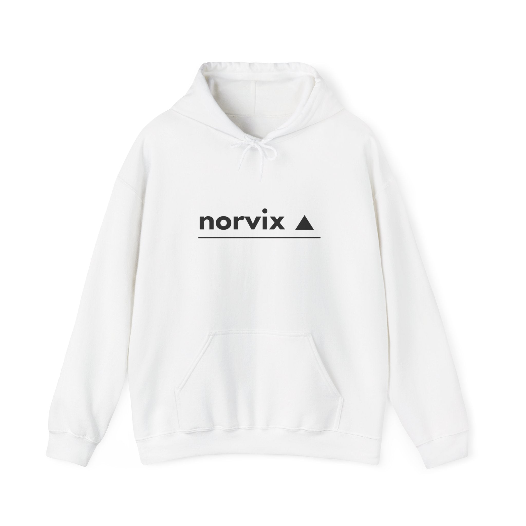 Adventure Logo Hoodie — "norvix" Minimal Mountain Graphic