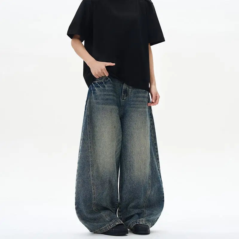 norvix Vintages High Quality Jeans Men Straight Wide Leg Jeans Plus Size Unisex Loose Fit Hip Hop Streetwear Baggy Jeans Men